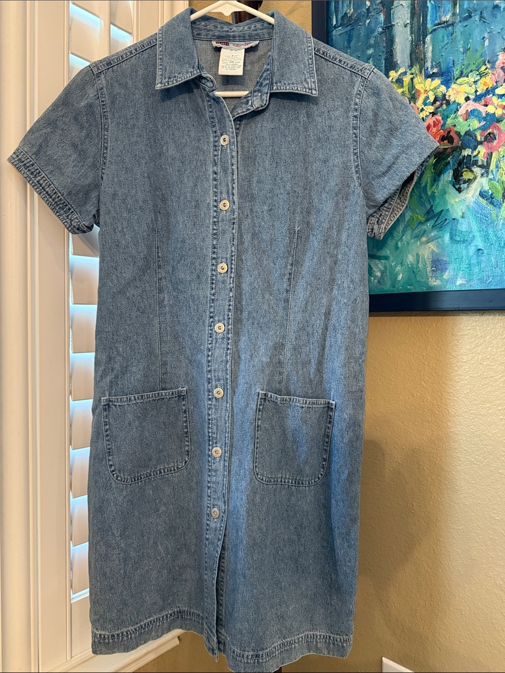 Faded Glory Blue Denim Button-Front Mini Dress